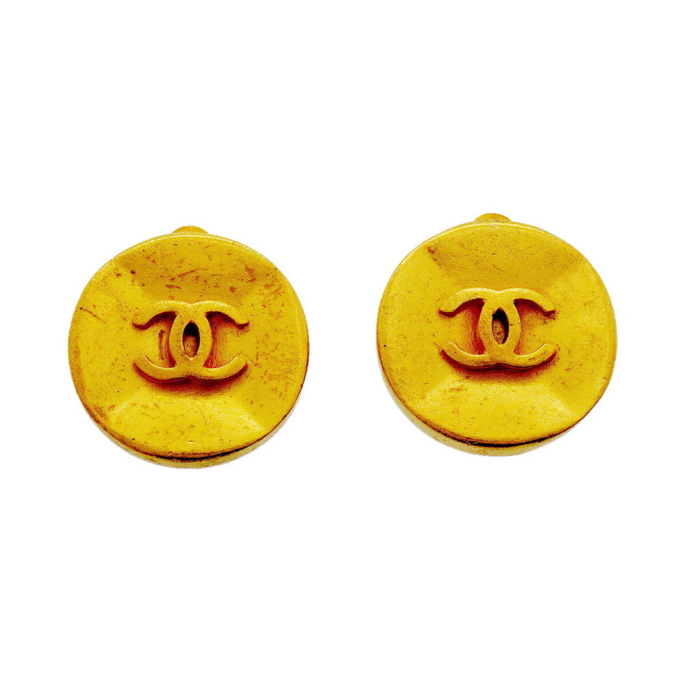 CHANEL Gold Logo Earrings